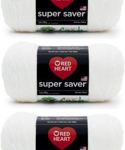 Red Heart Super Saver White Yarn - 3 Pack of 198g/7oz - Acrylic - 4 Medium (Worsted) - 364 Yards - Knitting/Crochet