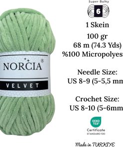 Alternative view of Soft Velvet Yarn Chenille Yarn for Crocheting Super Bulky (100g-3.50oz) (68m-74.3 yds) Baby Blanket Yarn for Knitting Amigurumi Yarn for Crochet Weaving Craft (Asparagus Green. 1 Skein)