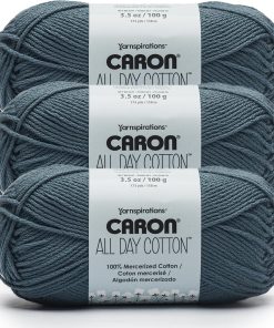 Caron All Day Cotton - 3 Pack of 173 Yards/3.52 oz Country Blue 100% Mercerized Cotton Yarn